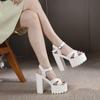 Fashion 14CM  Chunky High Heel Platform Sexy Sandals Women Summer Open Toe Black White Sandals