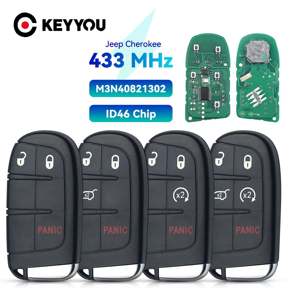 KEYYOU Replacement 5 Buttons Smart Remote Key M3N40821302 Fob 433MHz For Jeep Grand Cherokee 2013-2018 Dodge Journey Challenge