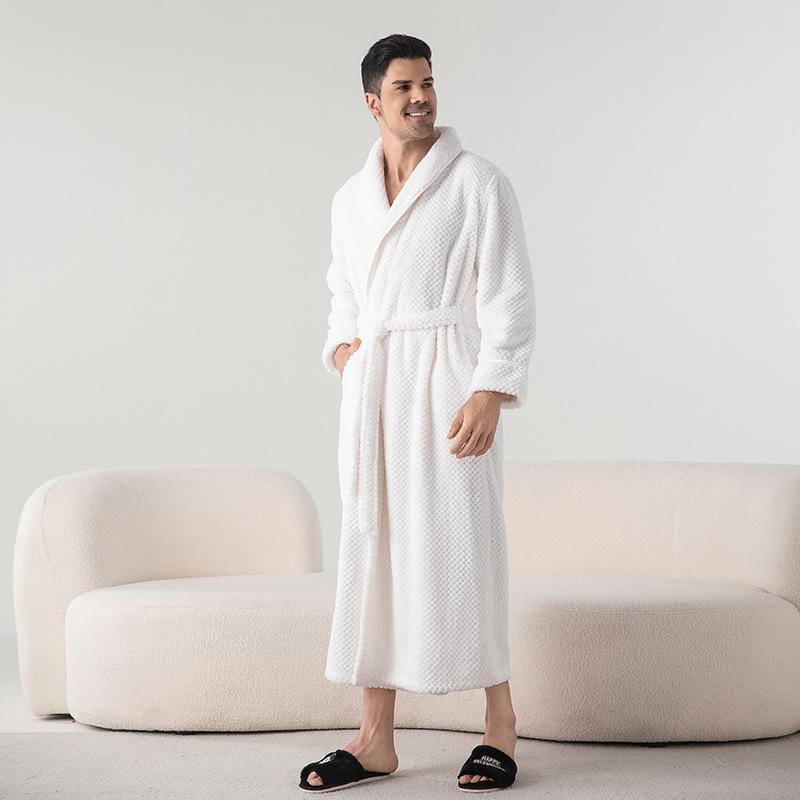 Autumn and Winter Bathrobe Padded and Thickened Couples Robe Lengthened Pajamas Women Bebe Velvet Comfortable Homewear
