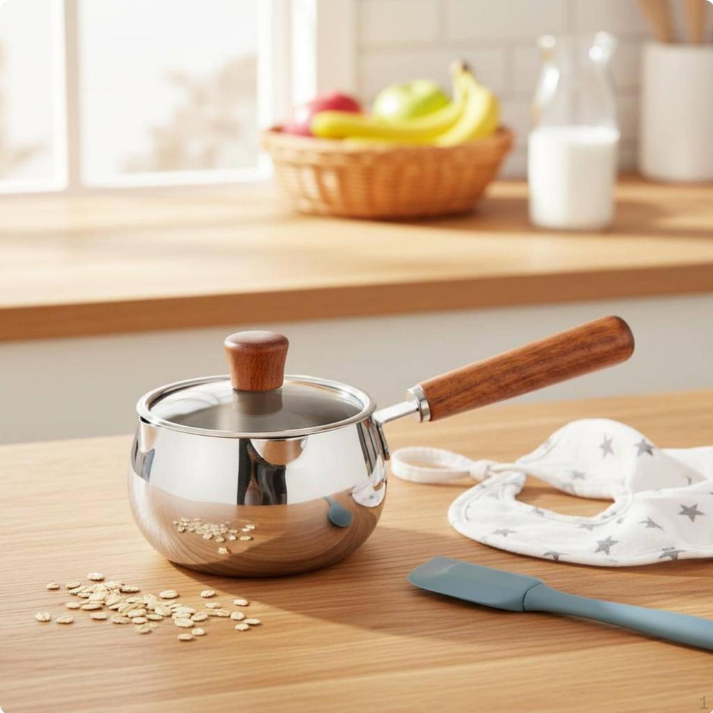 Infant Nutrition Pot Cooking NonCoated Stainless Steel Milk Heating Easy to Clean Mini Saucepan