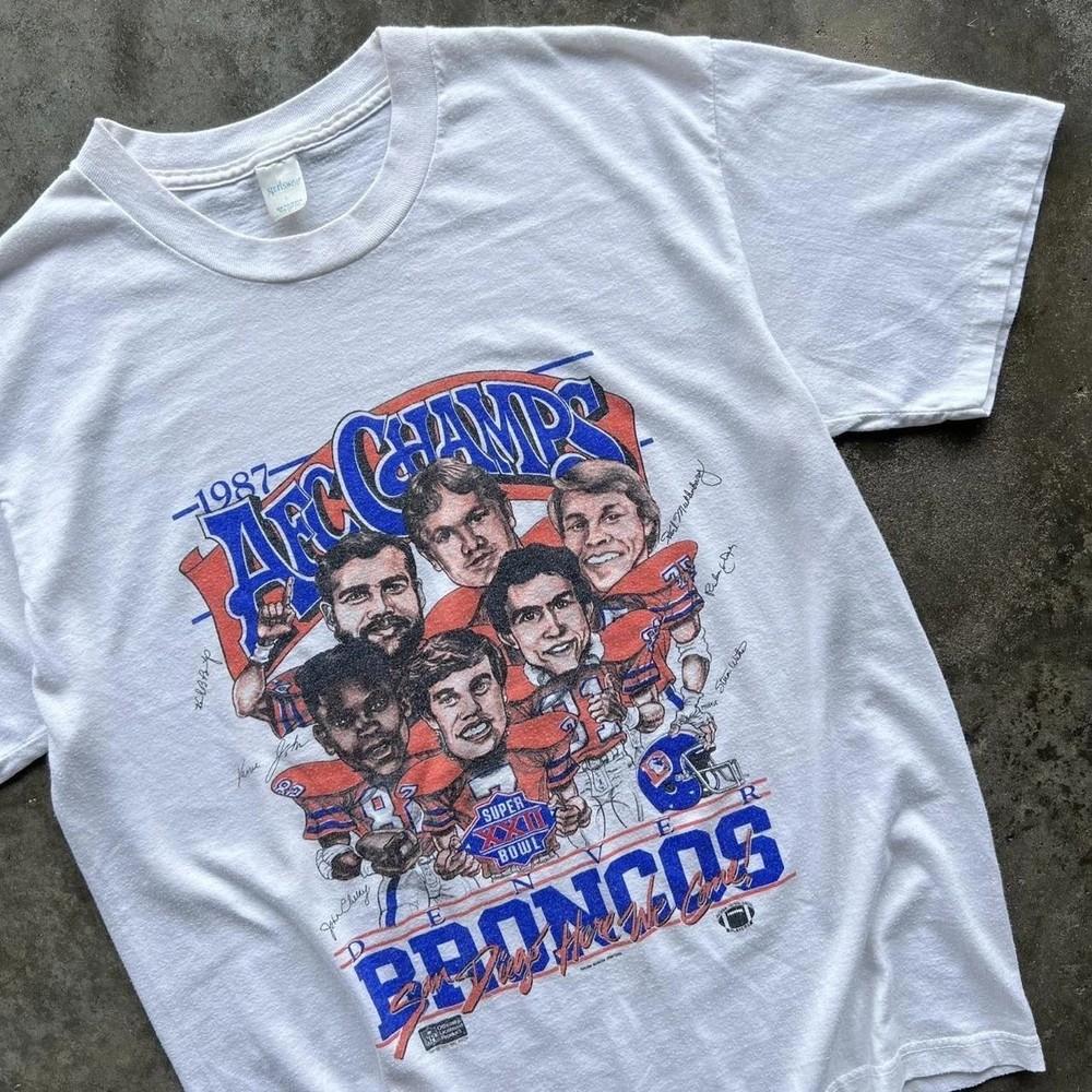 80-е Denver Broncos Чемпионы AFC Карикатура Ретро стиль S-5XL Унисекс Футболка S
