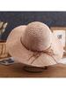 Boho Women Straw Sun Hat With Wide Brim And Bow For Beach Outdoor Summer