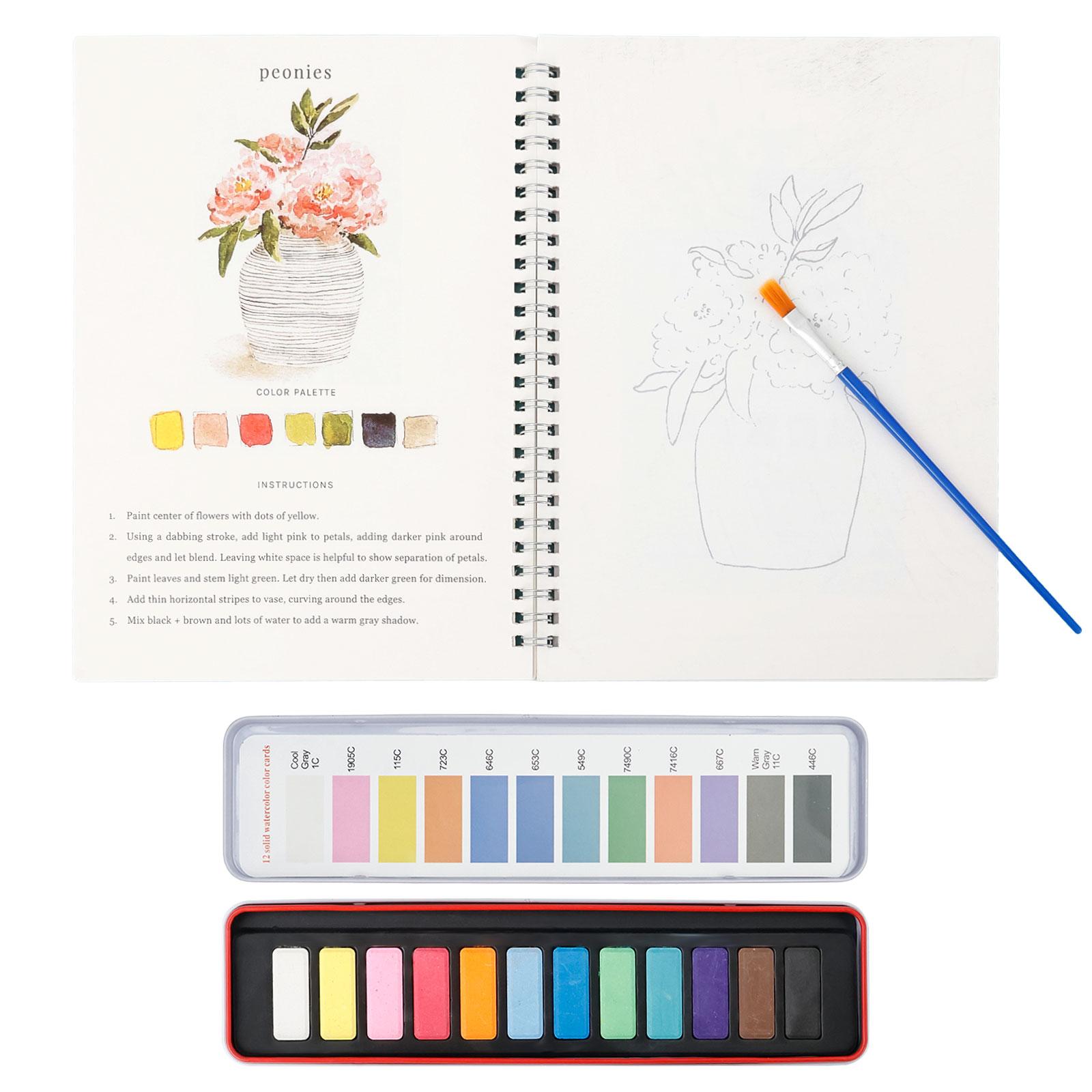 Рабочие тетради по акварели для начинающих, набор красок 12 цветов с кистью, набор книг для рисования, удобный для начинающих, для подростков и взрослых