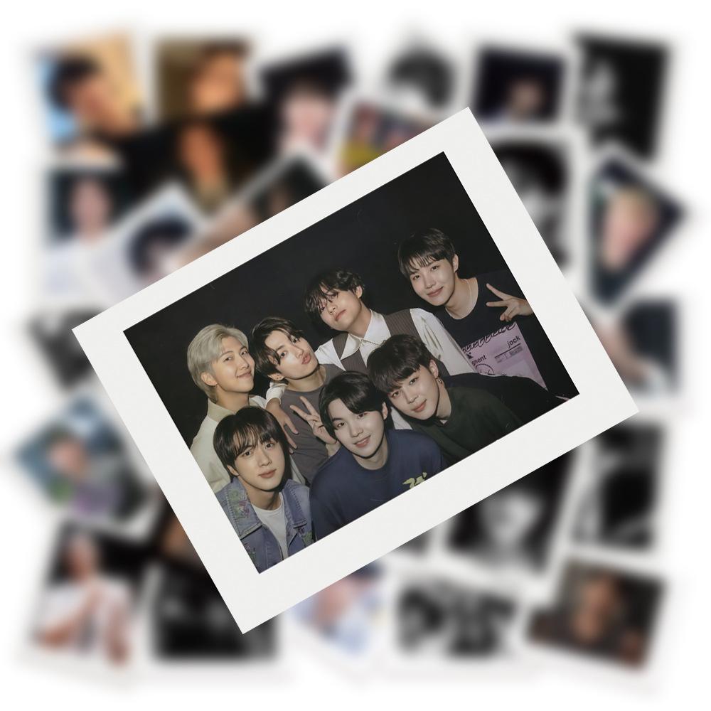 50pcs BTS Polaroid Style Photo Stickers Set-RM Jin Suga J-Hope Jimin V Jungkook Kpop Stickers for Laptop Water Bottle Phone Case ARMY Gift