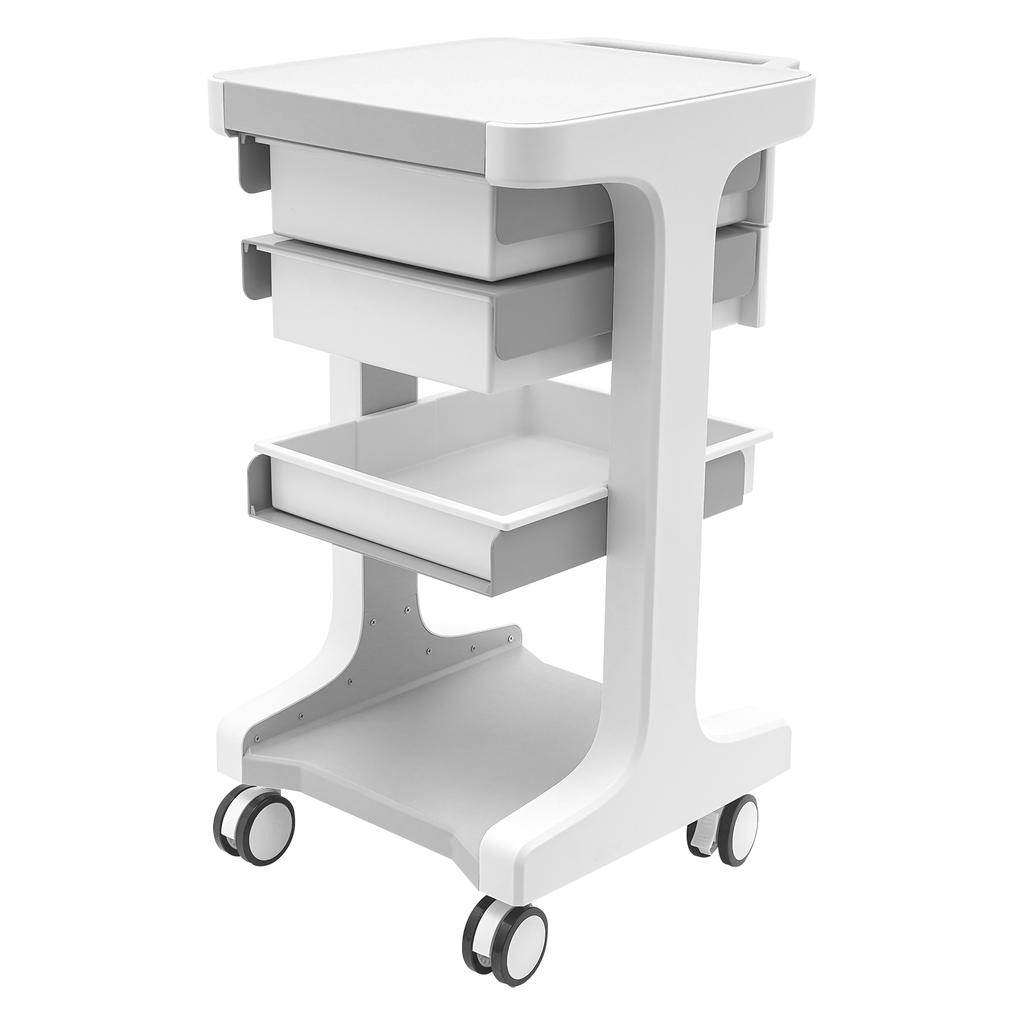 3-Tier Beauty Equipment Cart - 2 Silent Drawers & Locking Wheels 110lbs Load for Salon/SPA/Mobile Storage