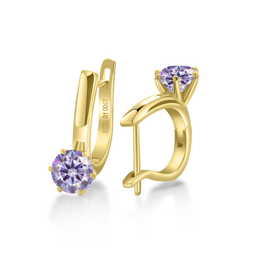 6.5mm Fashion Classic Six Prong Setting Moissanite Earrings D VVS1 Delicate Exquisite Jewelry