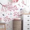 Large Cherry Blossom Wall Stickers Pink Flowers Tree Branch Birds Floral Blossom Wall Decals for Living Room Sofa TV Background