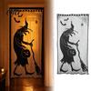 Sexy Halloween Table Cover Door Curtain, Lace Spider Web Fireplace Cover, Scary Skeleton Witch Party Set Bat Print Window Drapes for Home Indoor Decor