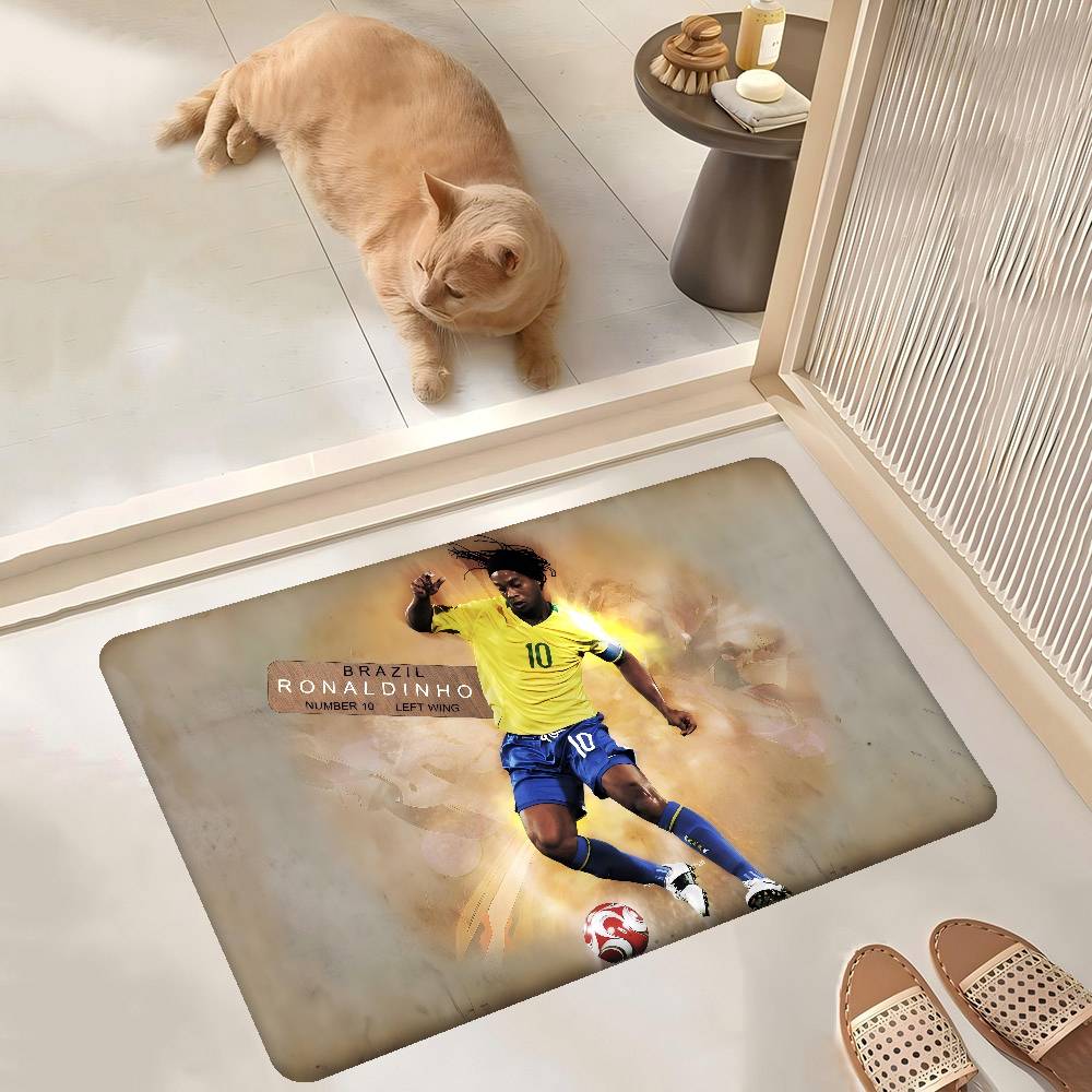 R-Ronaldinho Sport Football Star Door Mat Kids Room Bedroom Decoration Balcony Anti-Slip Doormat Living Room Doormat Area Rug