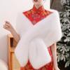 Fashion Faux Fur Cross Scarf Soft Winter Warm Long Ponchos Cape Thicken Windproof Evening Dress Scarf
