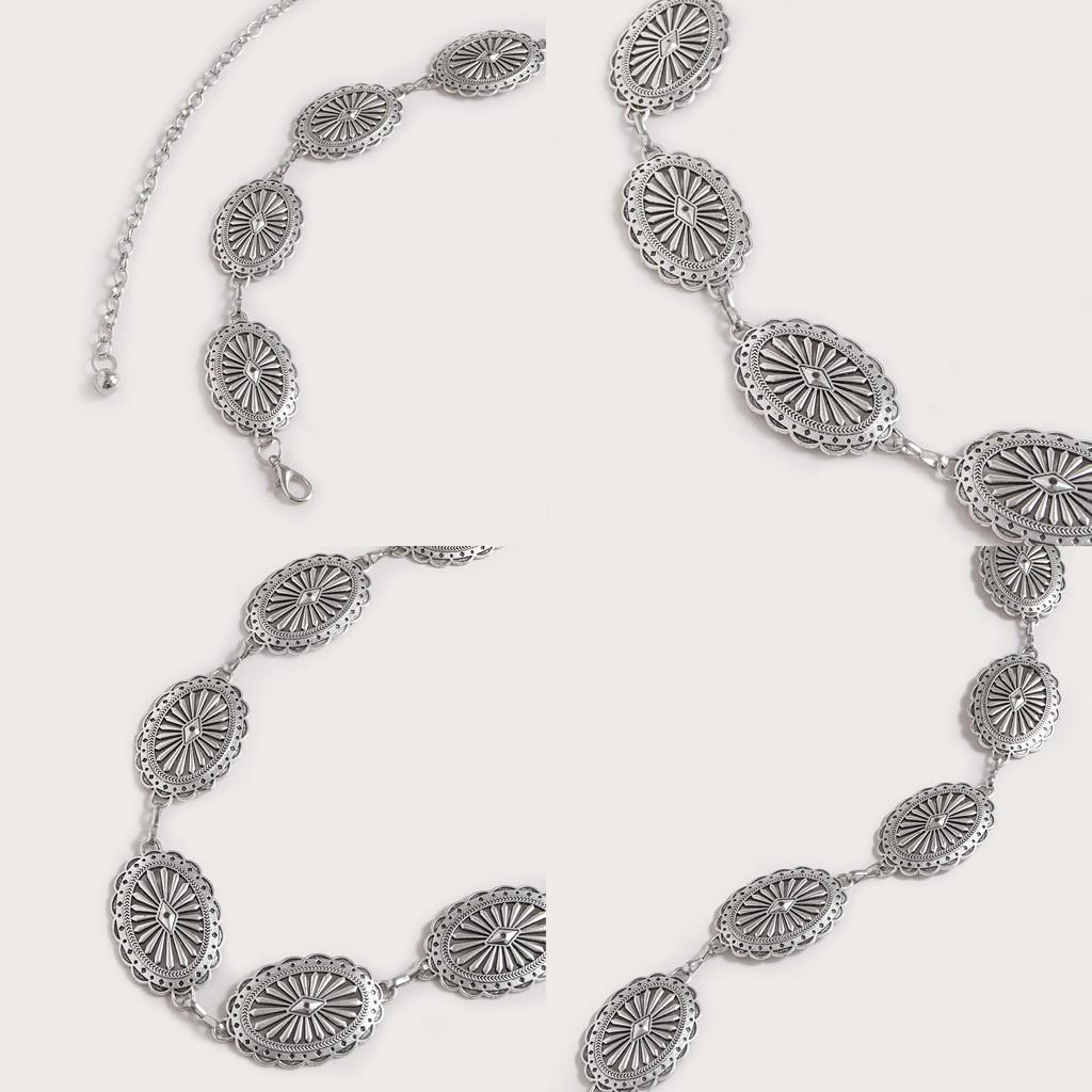 Western Style Hollow Metal Waist Chain With Carved Details For Womens Fashion Accessory