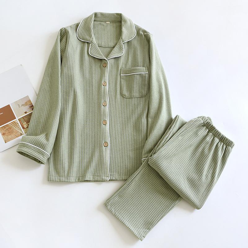 Latest Autumn and Winter Couple Pajama Collection Mens and Womens Long Sleeve Plaid Two Piece German Velvet Warm Home Fur