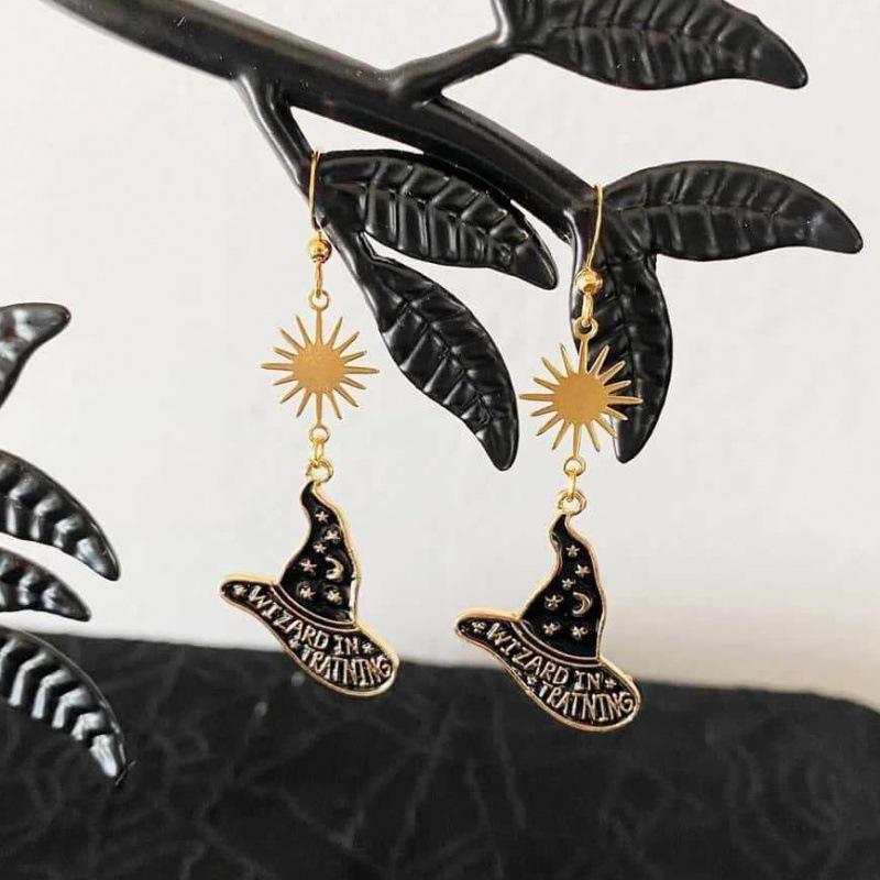 Magical Witch Wizard Hat Earrings - Witchcraft Style Jewelry