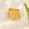 Corrugated design personalized winding minimalist ring opening versatile zircon exquisite ring