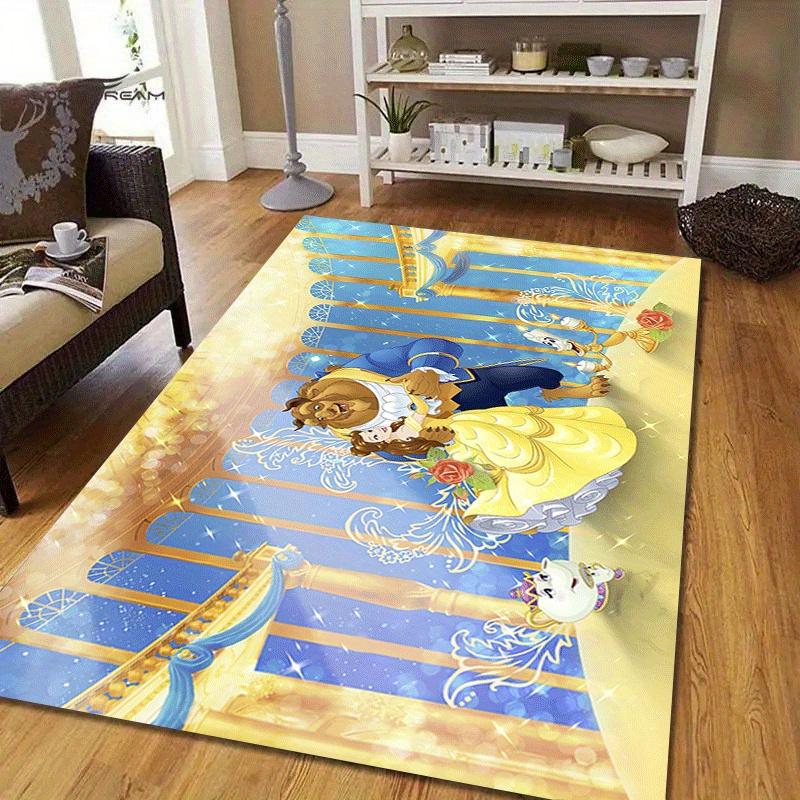 1pc Beauty and the Beast Carpet Area Rug, Bedroom, and Playroom Durable, Stain-Resistant, and Easy to Clean, Living Room
