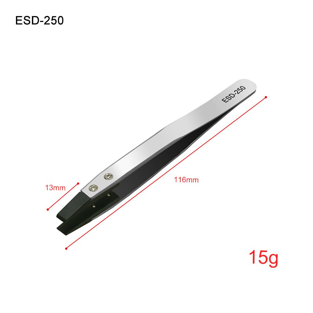 

LEFAVOR Антистатические пластиковые пинцеты из нержавеющей стали Промышленные сменные пинцеты Изолированные прямые/изогнутые кончики Белые пинцеты esd-250