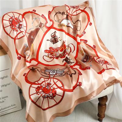 90 * 90cm New Silk Scarf Women'S Spring And Summer Decorative Scarf Sunscreen Travel Shawl Autumn And Winter Scarf Thin Edition