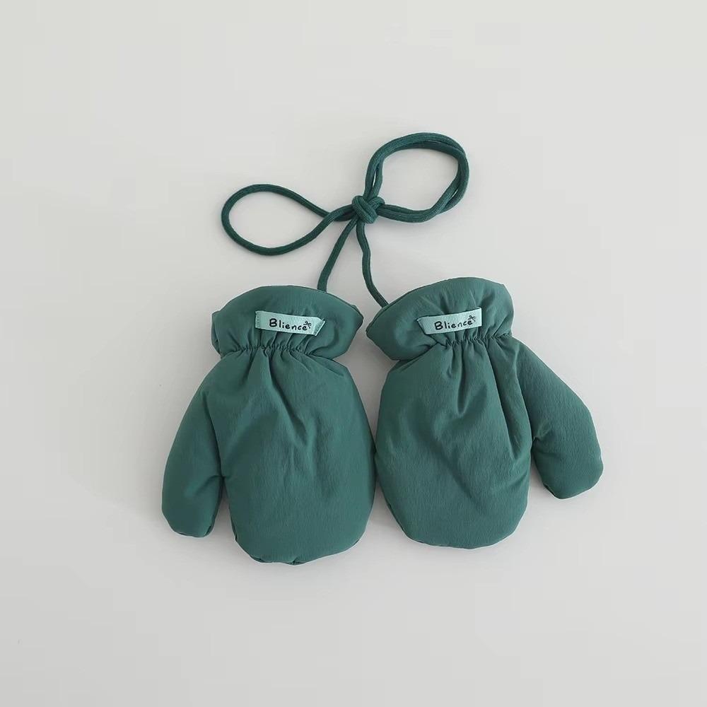 1 Pair Solid Color Kid Gloves Winter Warm Full Cover Glove Trendy Children's Gloves For Boys Girls