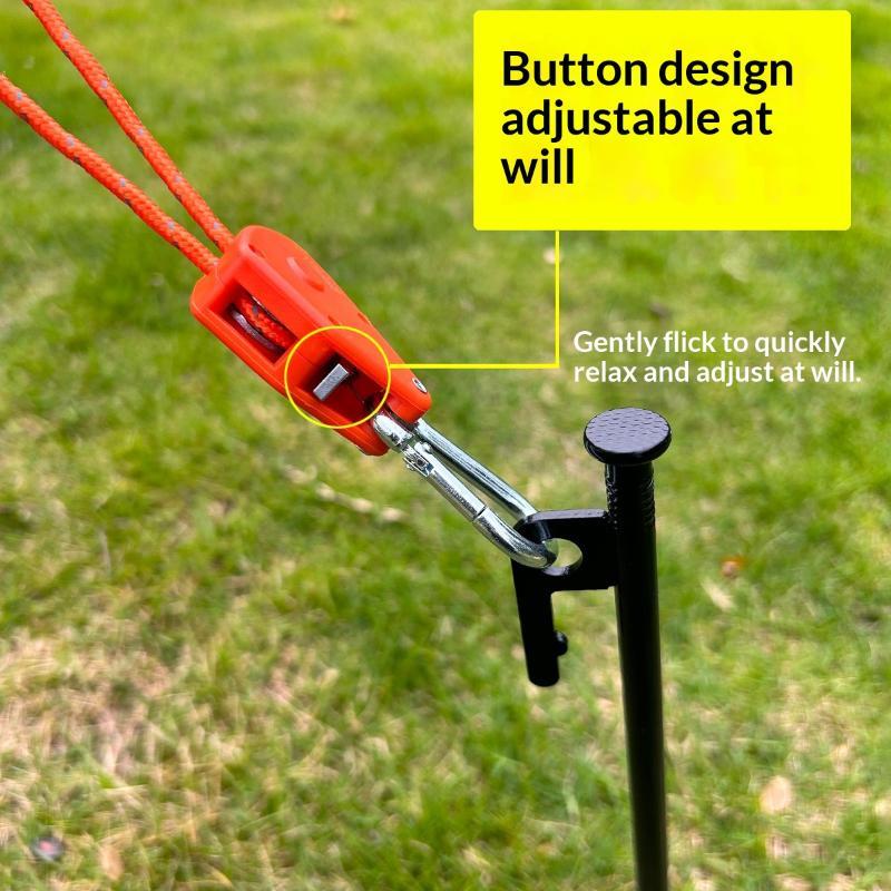 4/6M Adjustable Camping Tent Awning Wind Rope With Fastener Buckle Pulley Tensioner Ratchet Hangers For Lights