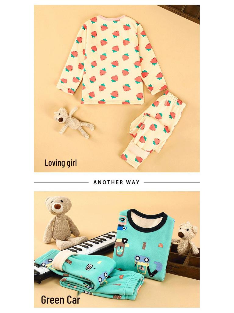 Warmer Winter-Unterwäsche-Set für Kinder mit Fleece-Futter: Herbstliche Thermoschicht & Homewear für Mädchen und Jungen