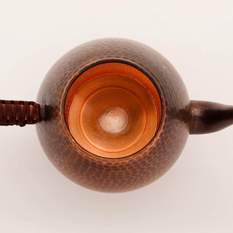 Handcrafted Pure Copper Coffee Pot,Large Capacity Retro Oval Shape Teaware 1000 Ml Filter Weave Heat Handheld Kettle,Teapot