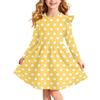 Girls Christmas Print Dress with Sleeves Long Sleeve Holiday Party Dress