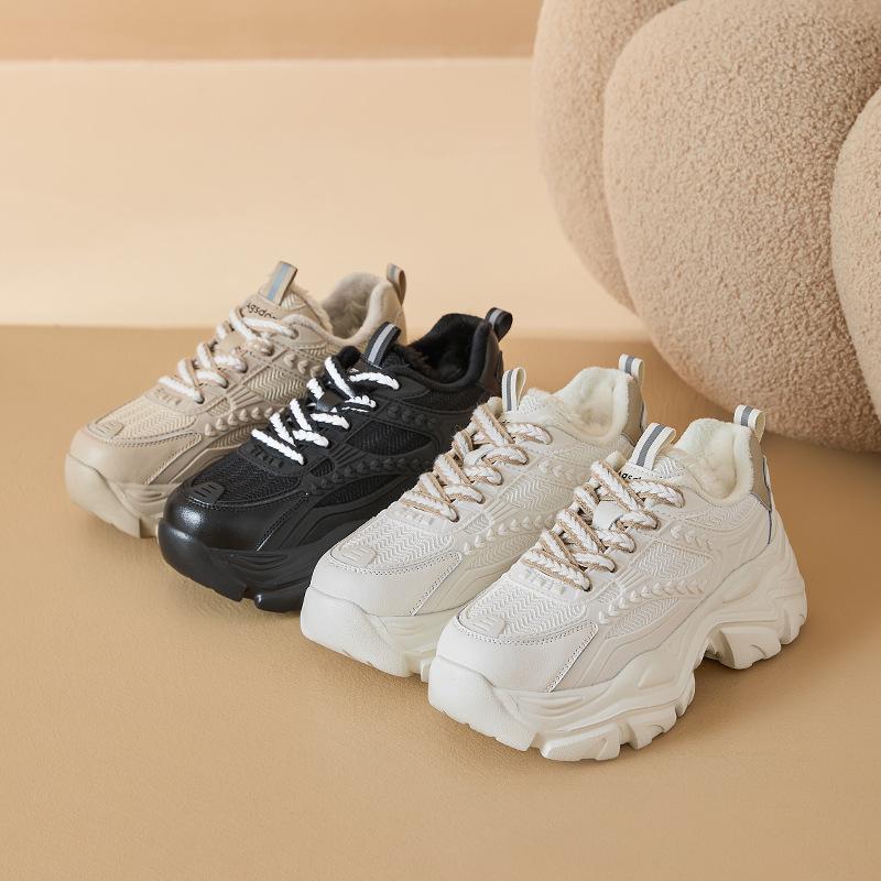 Augustine Dad Shoes Women's 2025 New Autumn and Winter Platform Casual Sports Shoes Piled and Thickened Low-top Cotton Shoes