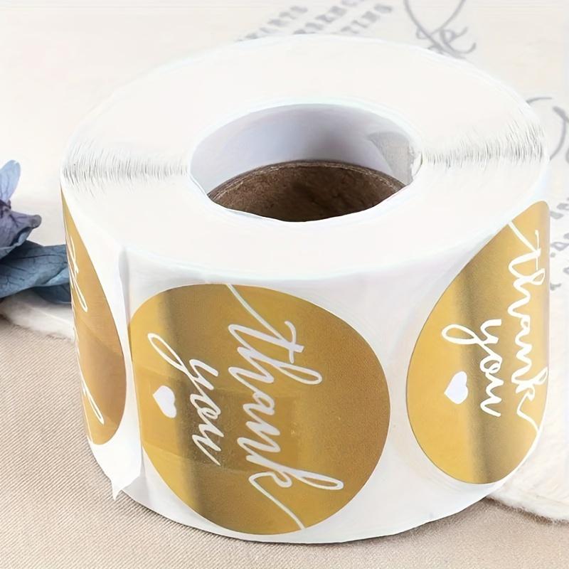 500pcs/1Rolls Champagne Golden "Thank You" Adhesive Labels, 3.8cm Round Paper Seals, Glossy Finish, Self-Adhesive, Single Use for Packaging