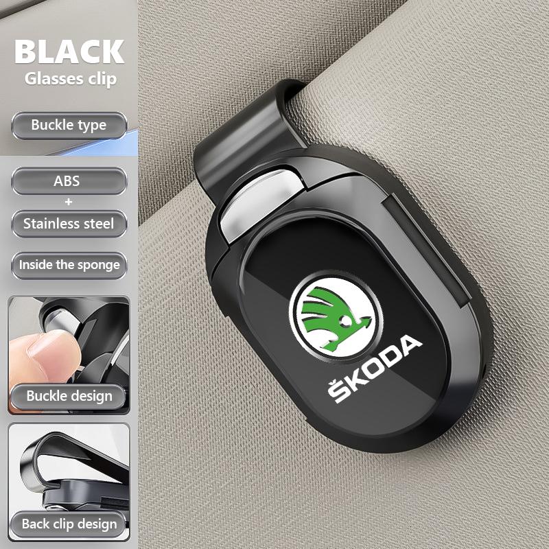 BAUS3 Multifunctional card holder Car visor Glasses clip Accessorie For Skoda Rapid Octavia Derivative Enyaq-iV VisionS Yeti Scala