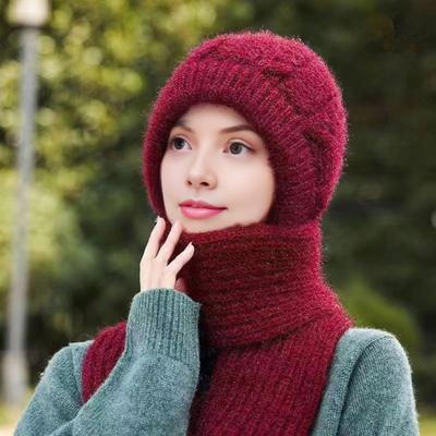 Cappello Sciarpa Integrata Design a Tinta Unita Elastico Confortevole Termico Invernale Copricapo Accessori per il Freddo