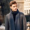 Men's Korean Style Wool Knitted Scarf – Solid Color, Casual, Warm Neck Warmer for Autumn & Winter