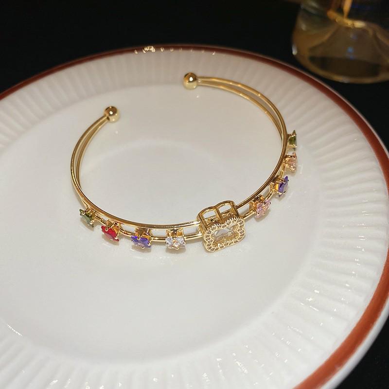 2025 Luxe Gold-Plated Diamond Letter Bangle: Versatile & Elegant Women's Jewelry