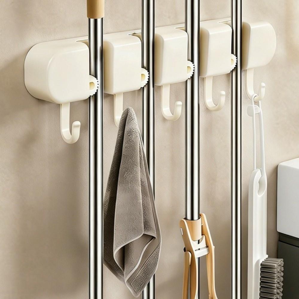 5 Hook Mop Clip Wall Mounted Broom Mop Holder Durable Broom Organizer Clip Bathroom