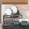 Modern Black Double-Layer Stainless Steel Dish Drying Rack