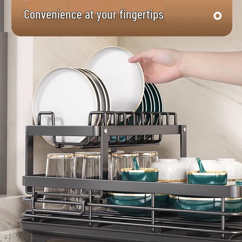 Modern Black Double-Layer Stainless Steel Dish Drying Rack