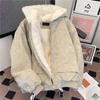 Unisex Snow Eagle Velvet-Enhanced Winter Cotton Jacket with Lamb Wool Lining - Trendy Short Hooded Outerwear