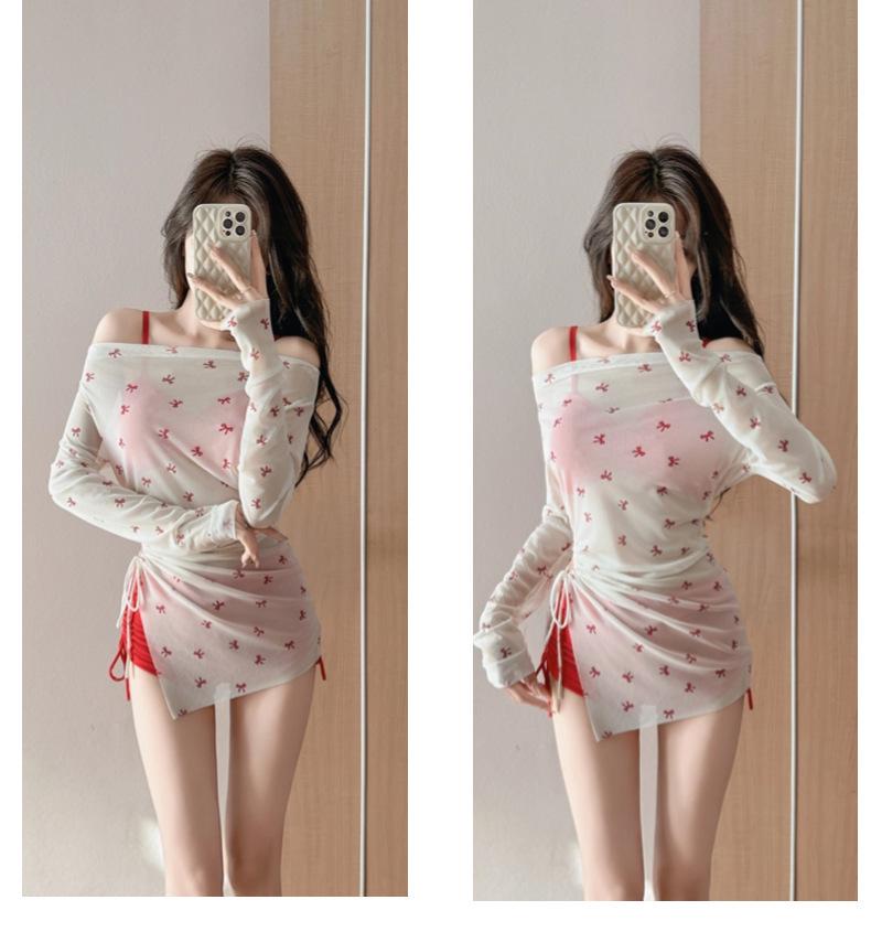 Korean Style Bow Bikini Cover-Up Set for Women – Sun Protection Swimwear
