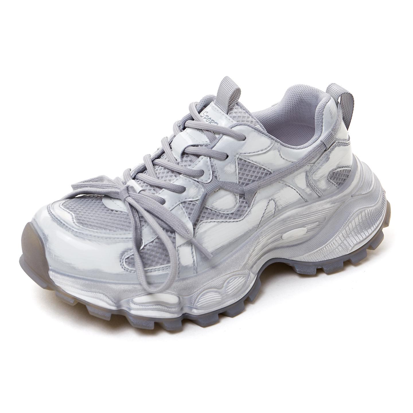 

Women s Retro Distressed Dad Sneakers, Thick-Soled, Height-Boosting, Autumn 2025 Collection 40 бежевый