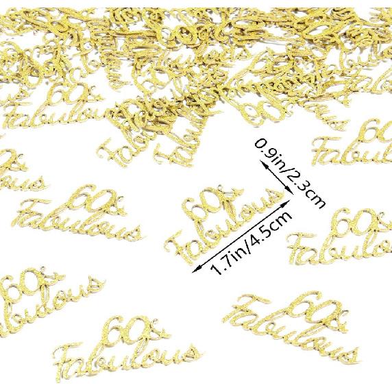 Happy 60th Birthday Confetti Glittery 60&fabulous Birthday Decorations Gold Table Scatters for Wedding Anniversary Decor Supplies 100PCS