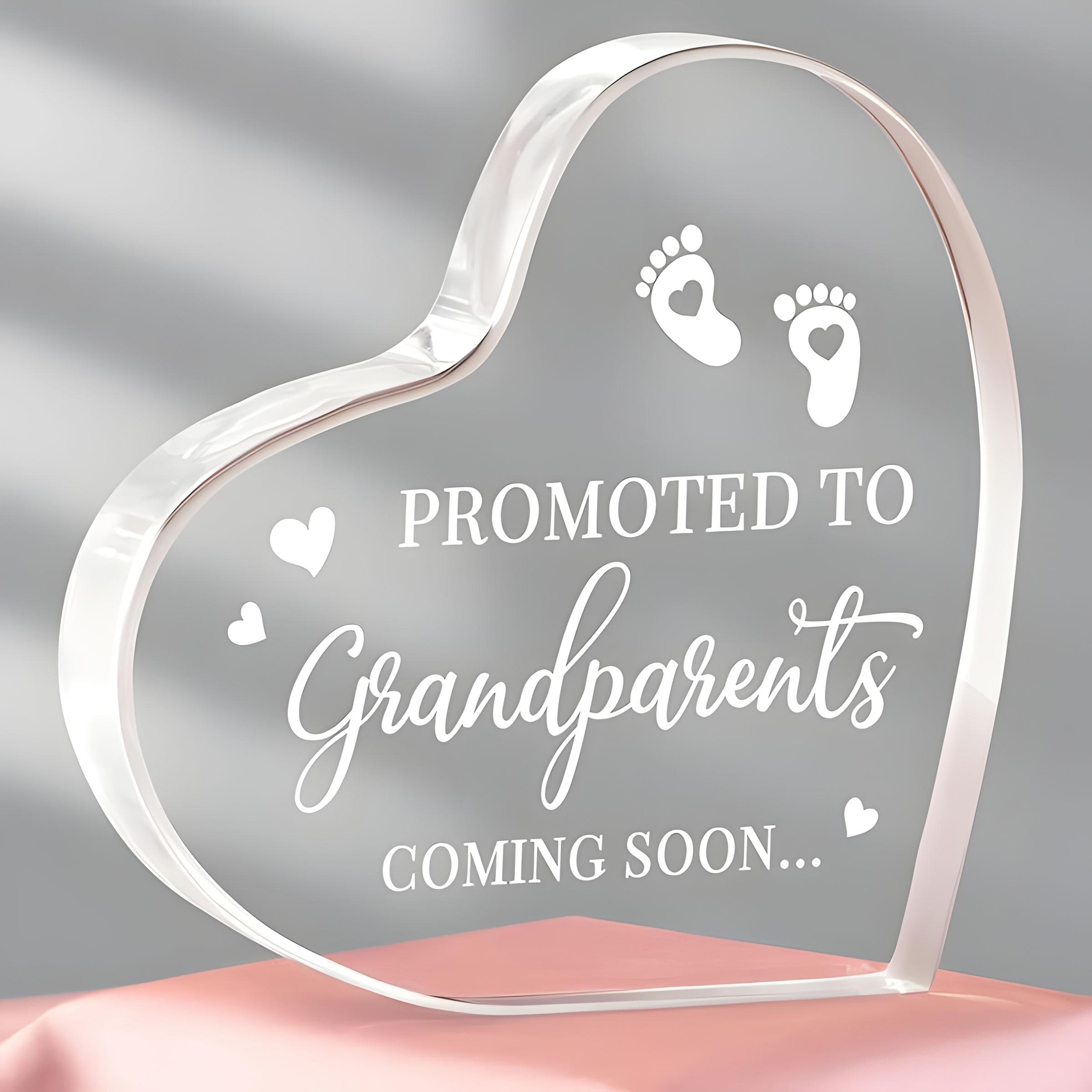 

2D Flat Grandparents Pregnancy Announcement Acrylic Heart-Shaped Tabletop Decor, Suitable for Wall Decoration, Porch, Room, Villa, Accents Home, Hallw 10*10CM
