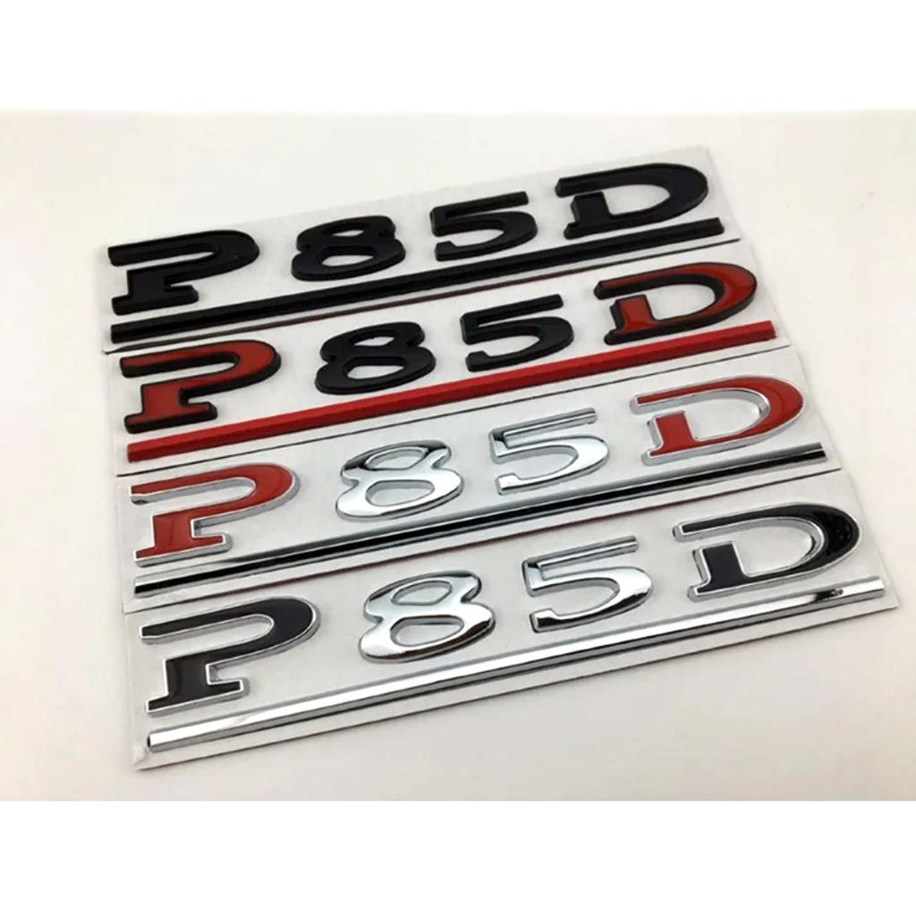 P75D P85D P90D Unterstrichene ABS-Buchstaben-Emblem für Model 3 Model X Model S Autostyling Kofferraumemblem Aufkleber Rot Schwarz