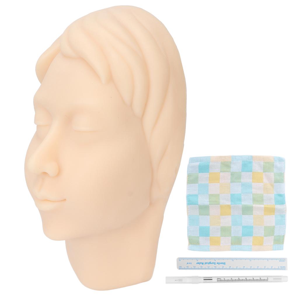Silicone Head Model Simulation Soft Reusable Silicone Mannequin with Ruler Pen for Eyebrow Tattoo