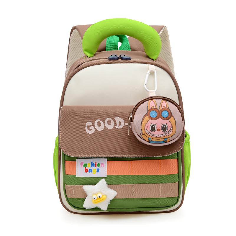 School bag, school bag contrasting color, light spine protection, children's backpack, cartoon letter girl, baby going out, small backpack tide