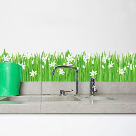 Gras Schmetterling Blumen Fußleiste Sockelleiste PVC Wandaufkleber Zimmer Kinderzimmer Dekor