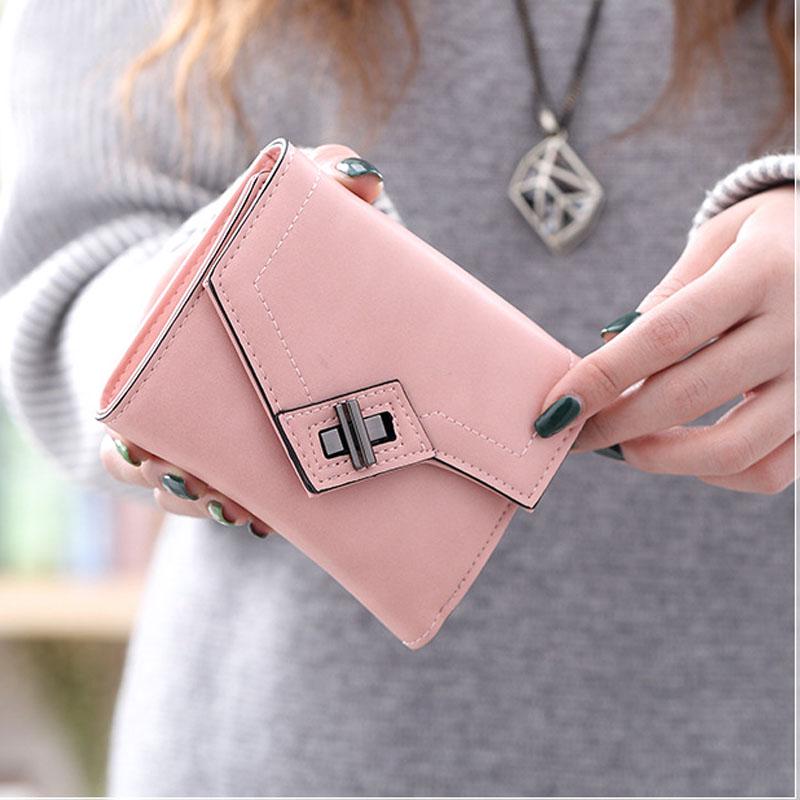 Buy Women Wallet PU Leather Short Lady Vintage Three Folders Casual