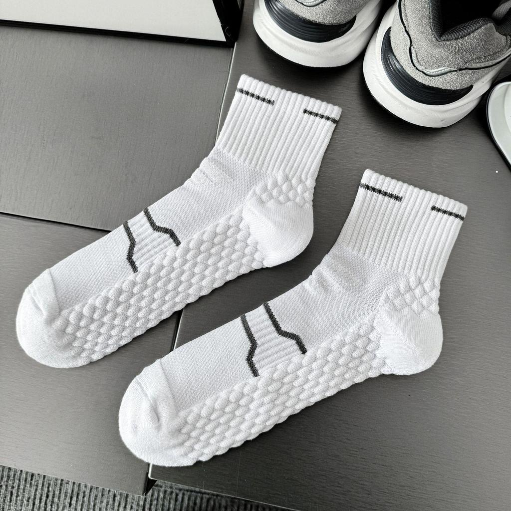 Men's Mid-Calf Running Socks: Odor-Resistant, Thick Terry Sole, Perfect for Spring/Autumn Sports & Marathons