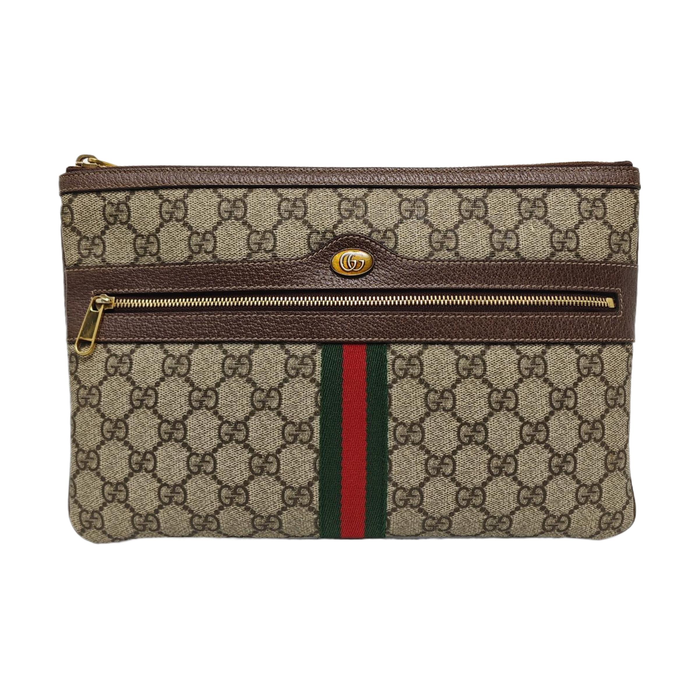 [Pre-Owned] Gucci Ophidia GG Supreme Pouch Bag  Beige  - Very Good #6F1OA ONE SIZE