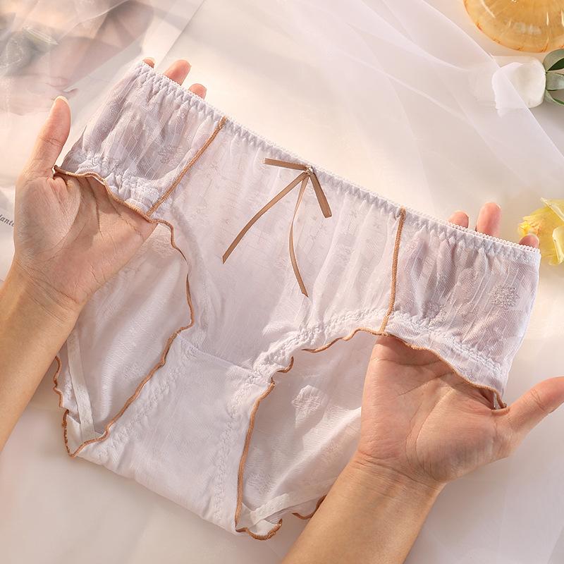 Big Size Female Summer Ultra Thin Sexy Sweet Pure Cotton Ice Silk Antibacterial Briefs