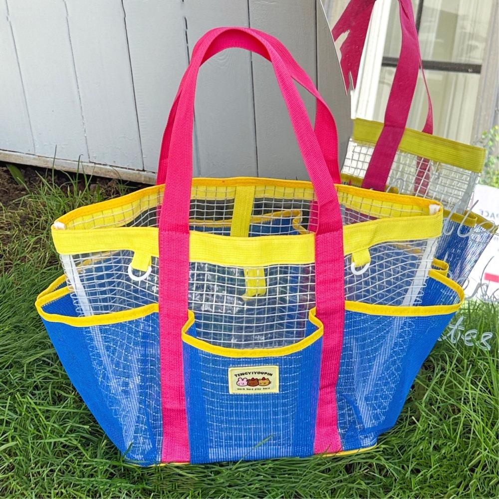 

Nylon PVC Transparent Shoulder Bag Large Capacity Jelly Bag Cartoon Mesh Handbag Shower синий