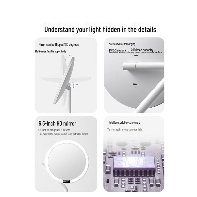 AMIRO Mini3 Portable LED Smart Makeup Mirror CN Plug (adapter Included)